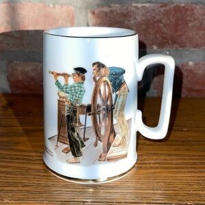 VINTAGE Norman Rockwell Museum "River Pilot" 1985 Collectible Coffee Cup Mug